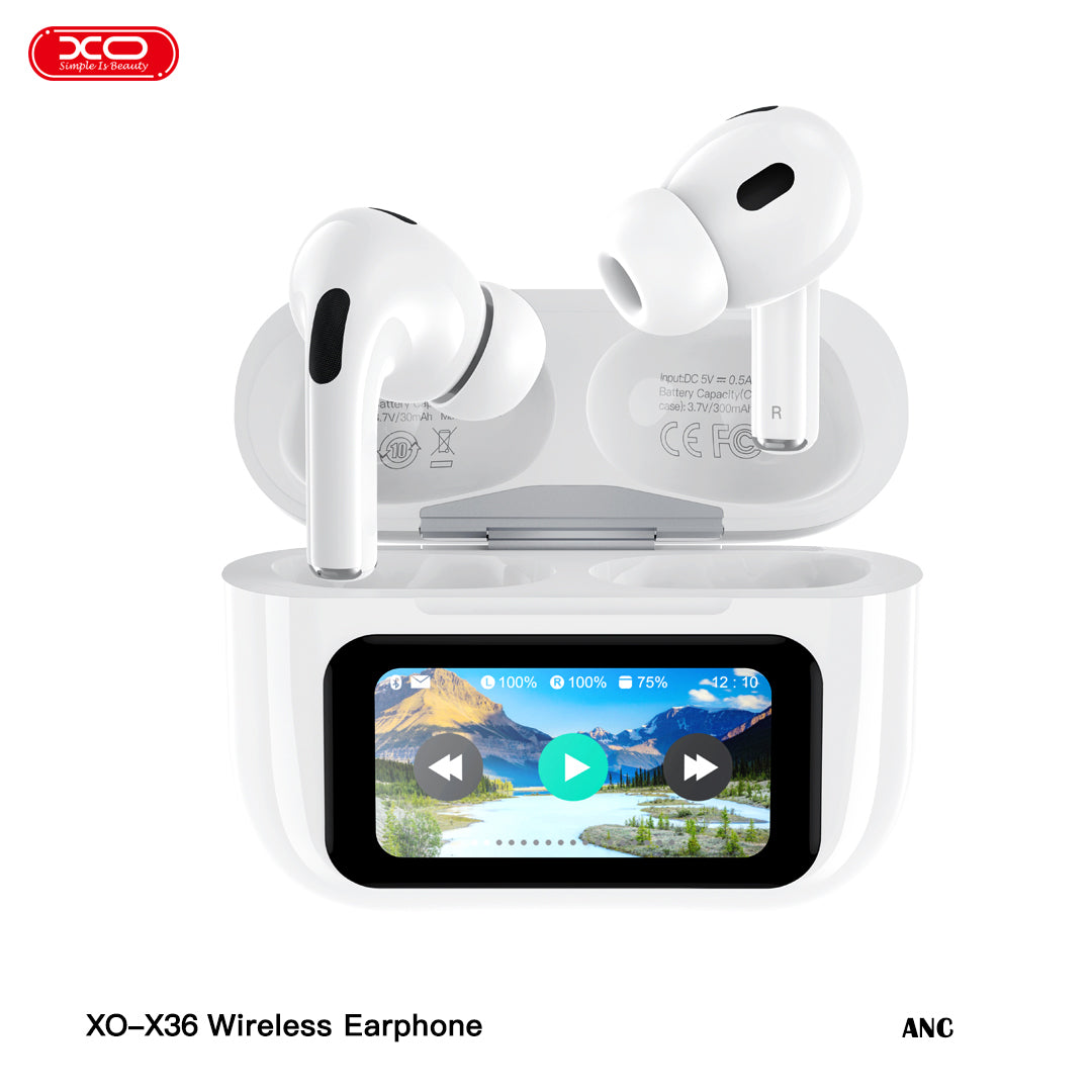 XO X36 Ασύρματα Ακουστικά Bluetooth ANC TWS με Smart Οθόνη