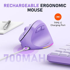 MT-BTM010R Right Ergonomic Wireless Mouse Purple