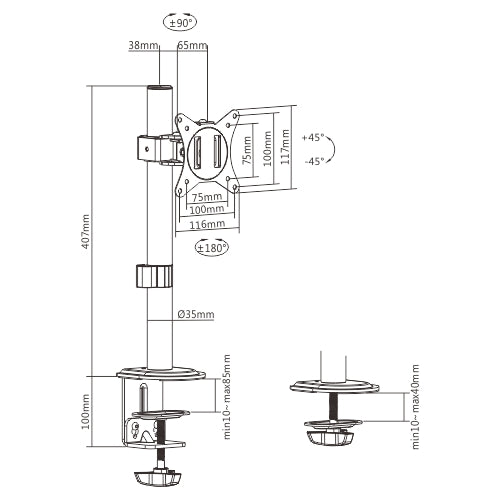 Brateck Βάση Monitor LDT66-C01 17" - 32"