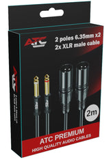 Cable Jack 2 poles 6.35mm x 2 - 2x XLR male