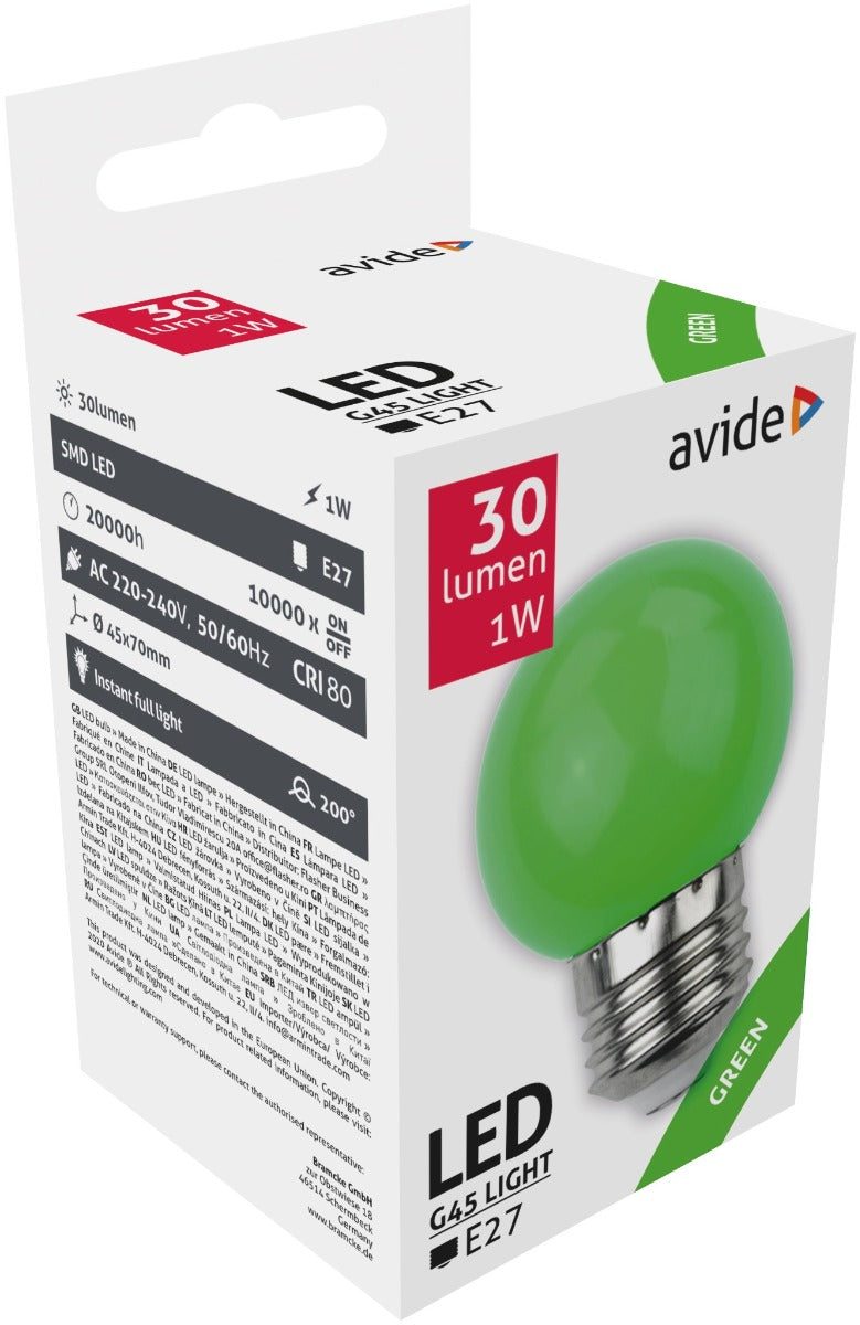 Avide LED Decorative Lamp G45 1W E27 Green