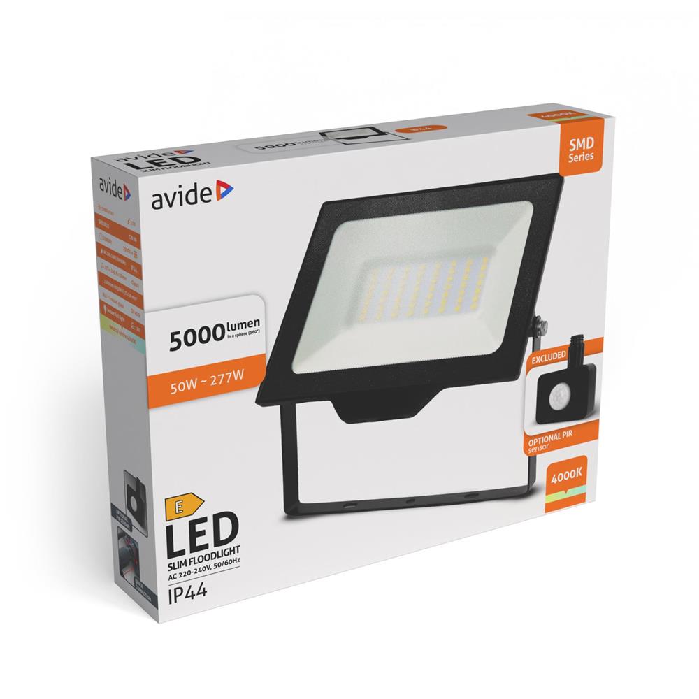 Avide LED Προβολέας SMD 50W NW 4000K Opt.PIR