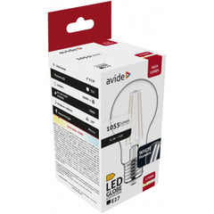Avide Λάμπα LED Λευκή Filament Σφαιρική 8.5W E27 WW 2700K