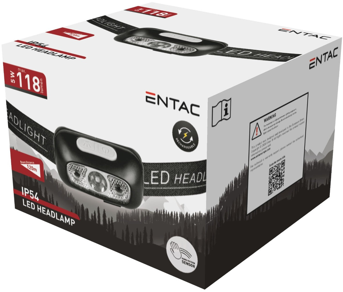 Entac Φακός Κεφαλής 5W 700mAh Μαύρος