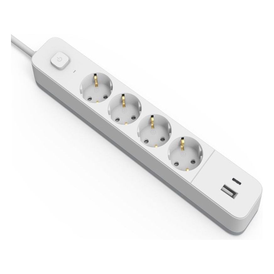 Entac Πολύπριζο D2 με 4 Πρίζες και Διακόπτη 1.5m 1xUSB-A x 1xUSB-C 3G1.5