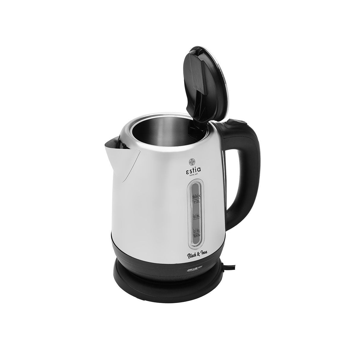 ESTIA KETTLE BLACK &amp; INOX STAINLESS STEEL 1.2lt 1.630W