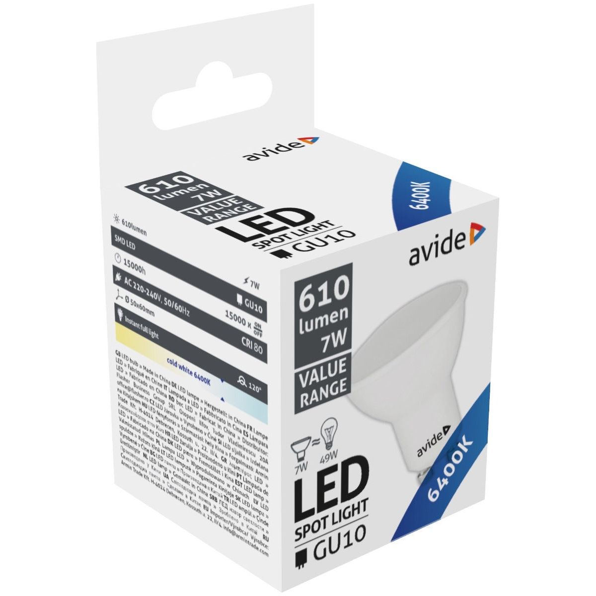 Avide LED Spot Lamp GU10 7W Cool 6400K Value