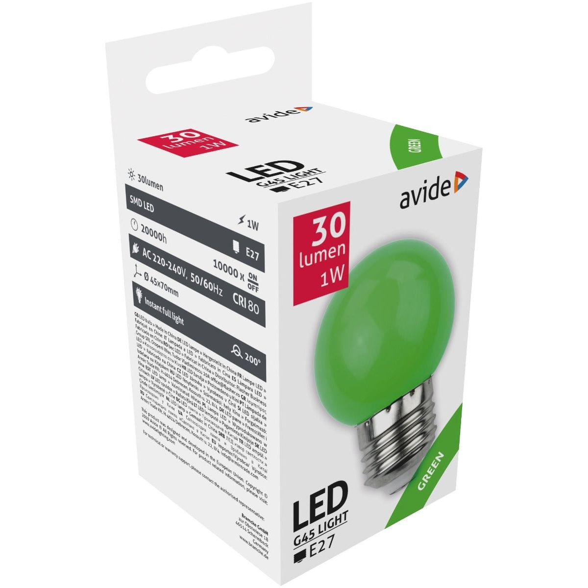 Avide LED Decorative Lamp G45 1W E27 Green