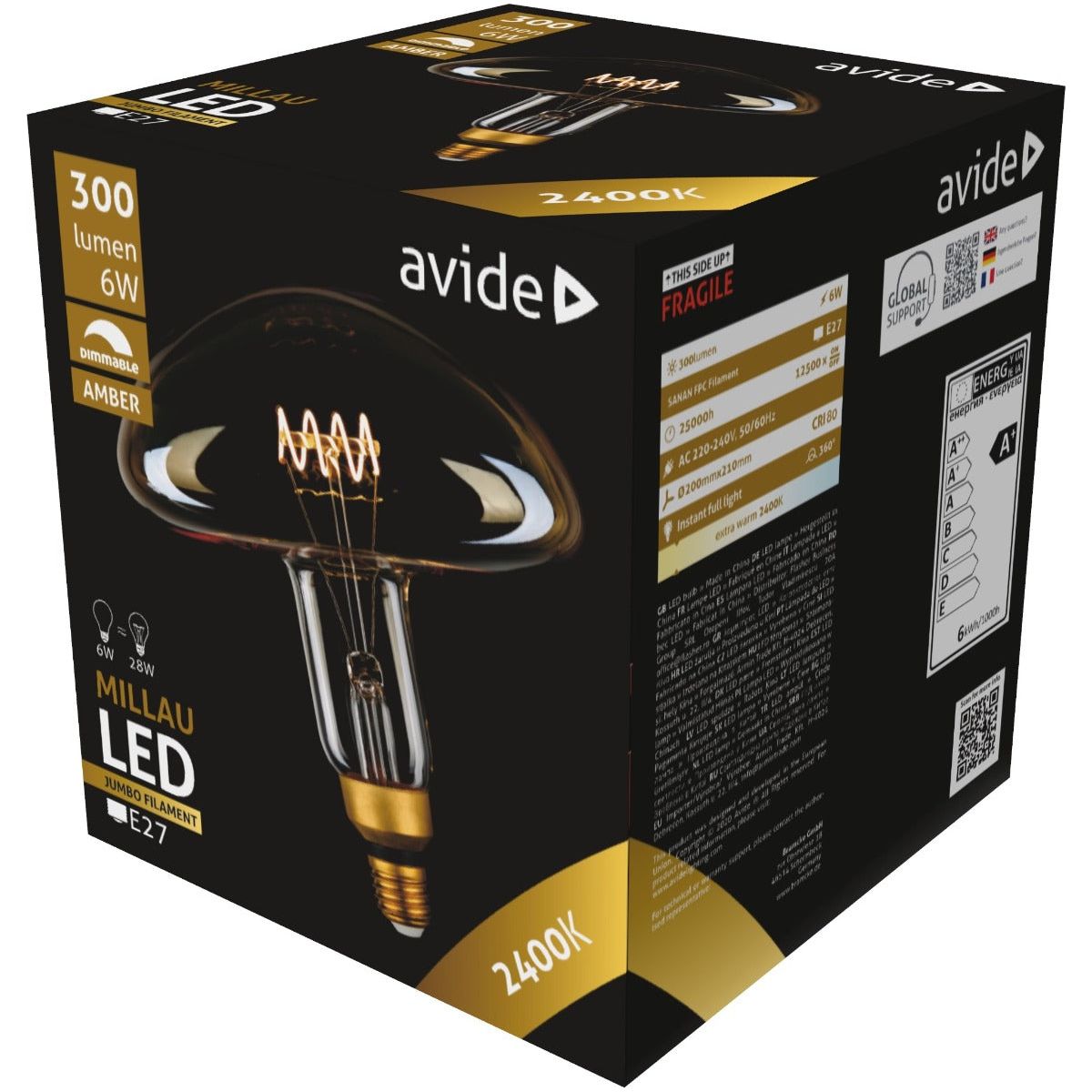 Avide LED Bulb Jumbo Millau 6W E27 2400K Dimmable 200x210mm