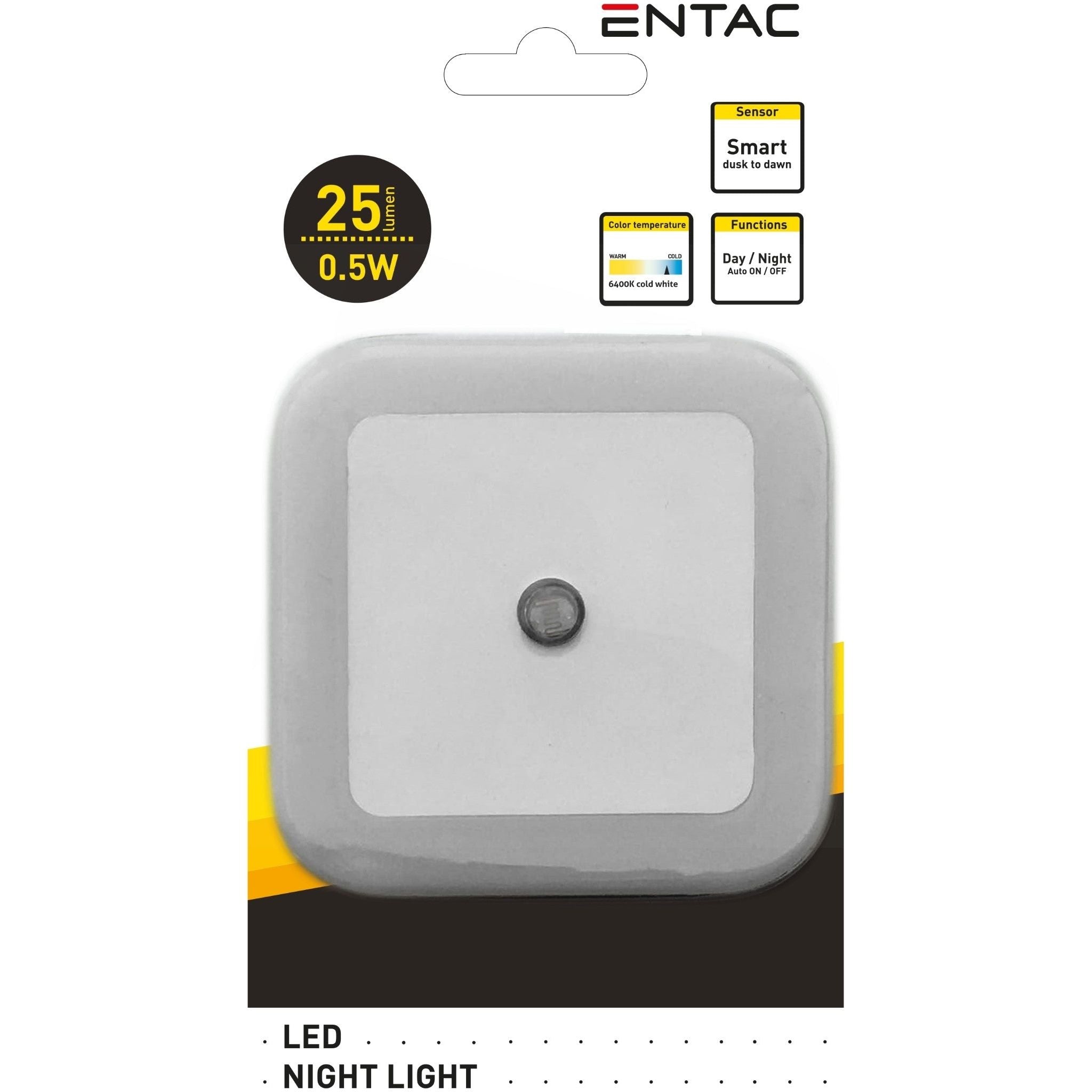 Entac Φωτάκι Νυκτός 0.5W Τετράγωνο Ψυχρό Λευκό