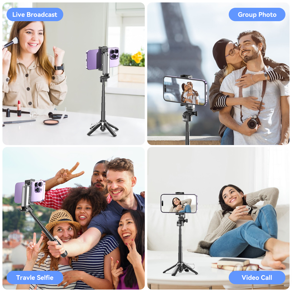 XO SS21 Πολυλειτουργικό Mini Bluetooth Selfie Stick 4 σε 1 - Image 13