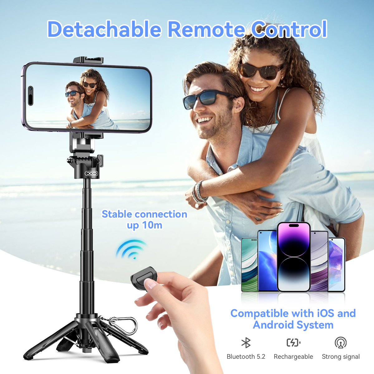 XO SS21 Πολυλειτουργικό Mini Bluetooth Selfie Stick 4 σε 1 - Image 9