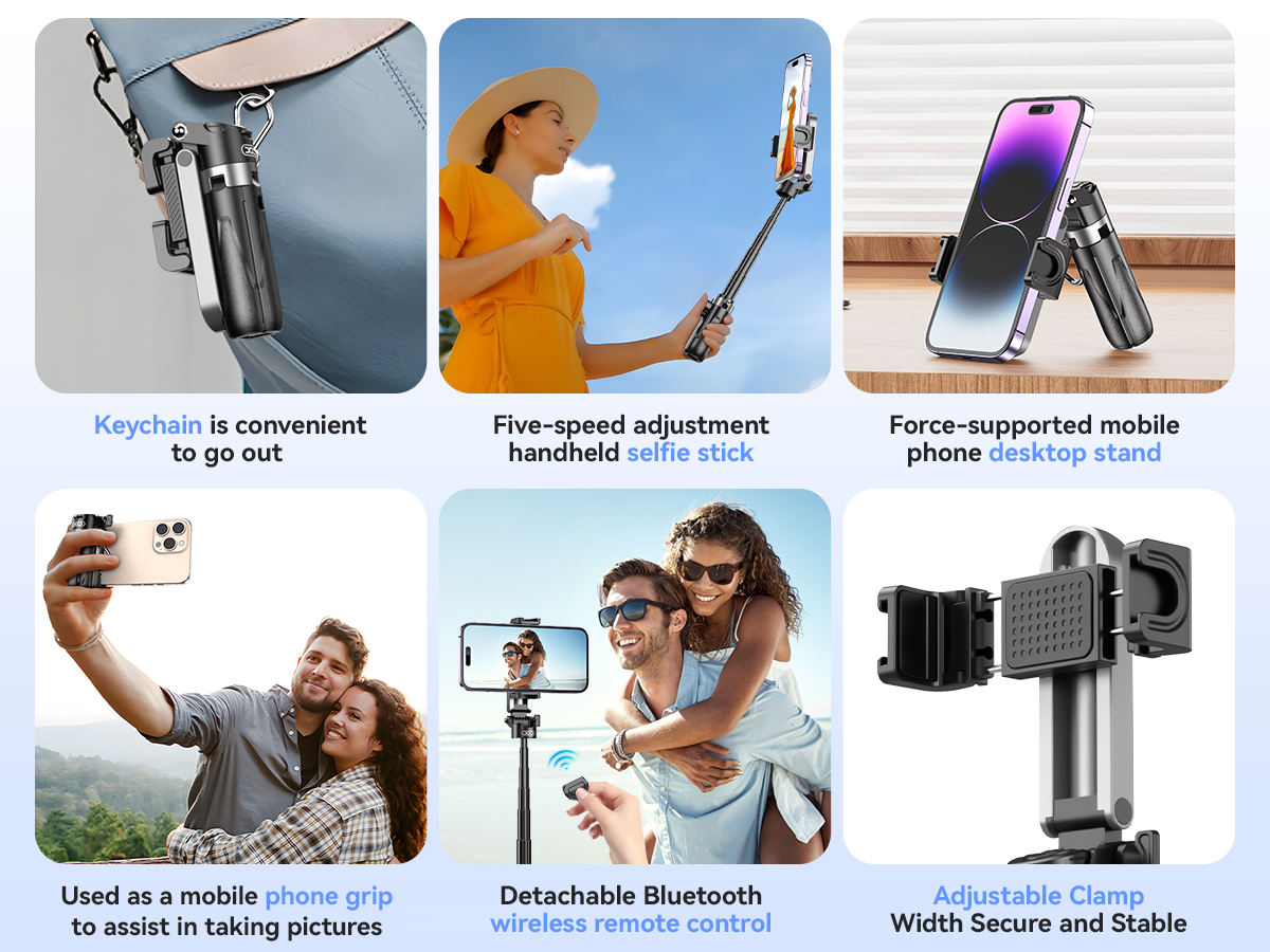 XO SS21 Πολυλειτουργικό Mini Bluetooth Selfie Stick 4 σε 1 - Image 8