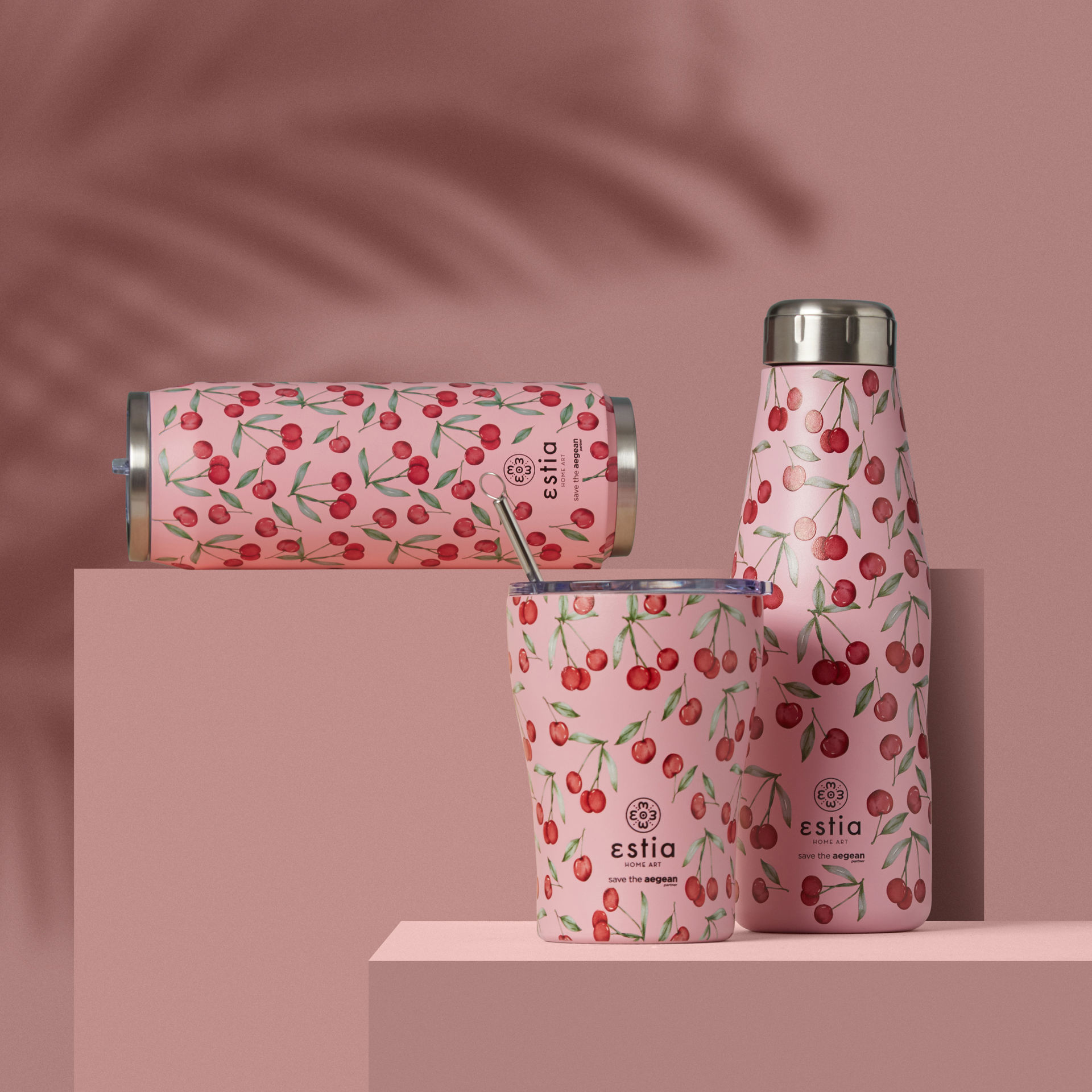 ESTIA ΘΕΡΜΟΣ TRAVEL FLASK SAVE THE AEGEAN 500ml CHERRY ROSE - Image 8