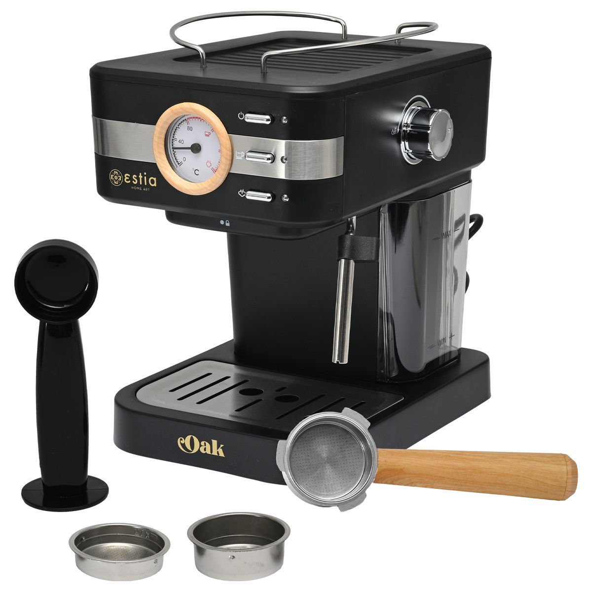 ESTIA ΜΗΧΑΝΗ ESPRESSO OAK 950w 15 bar 1.2lt ΜΑΥΡΗ - Image 3