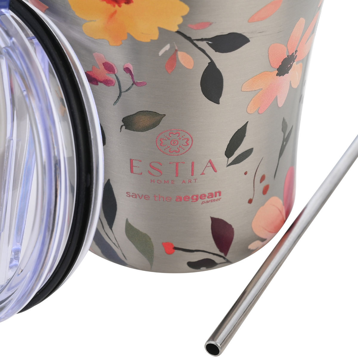 ESTIA ΘΕΡΜΟΣ COFFEE MUG SAVE THE AEGEAN 350ml SILVER BOTANIC - Image 2