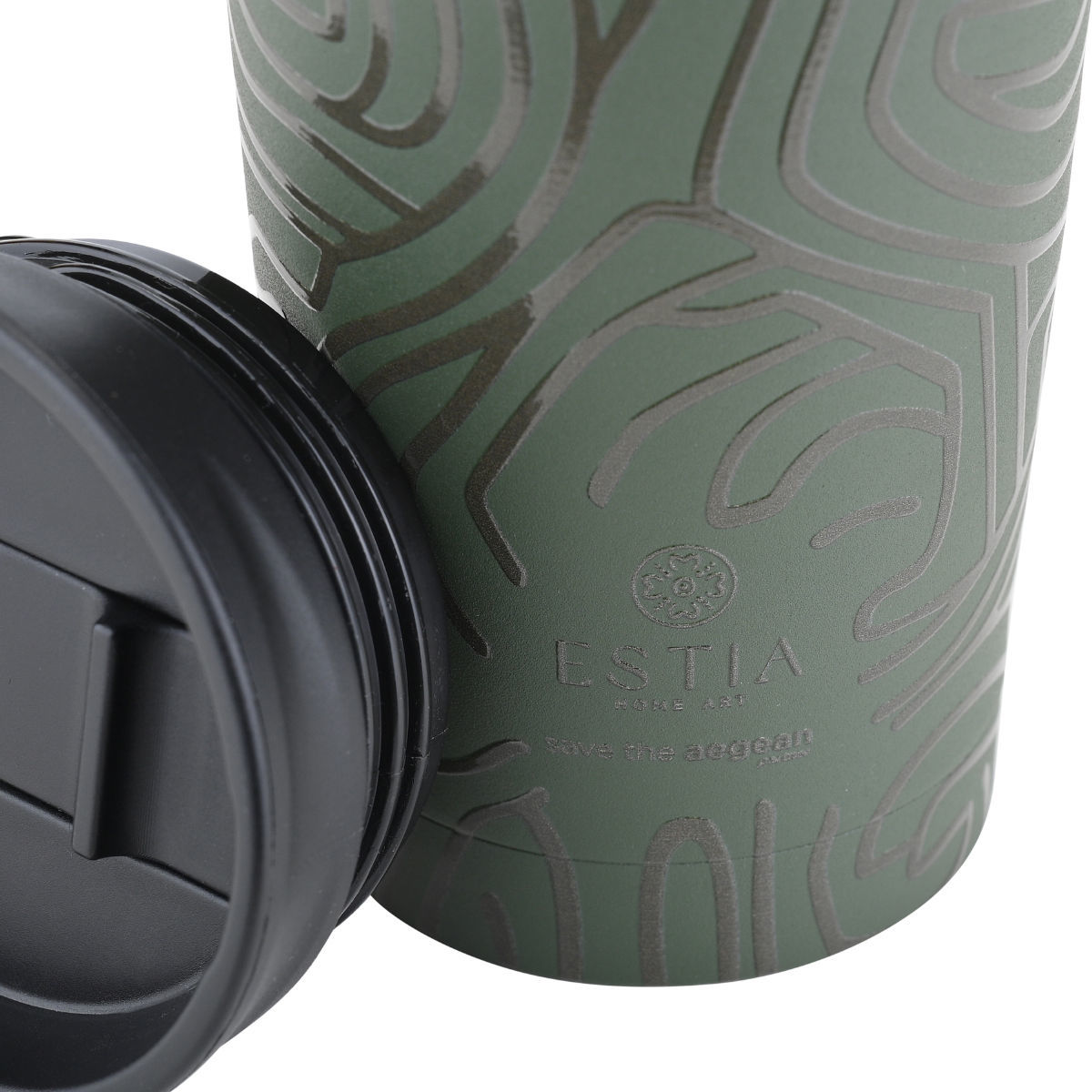 ESTIA ΘΕΡΜΟΣ TRAVEL MUG SAVE THE AEGEAN 350ml OLIVE FLOW - Image 2