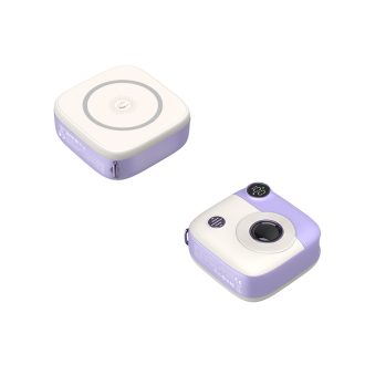 XO PR223 Κάμερα με Ψηφιακή Οθόνη και Power Bank Γρήγορης Φόρτισης 10000mAh (Μωβ & Λευκό)