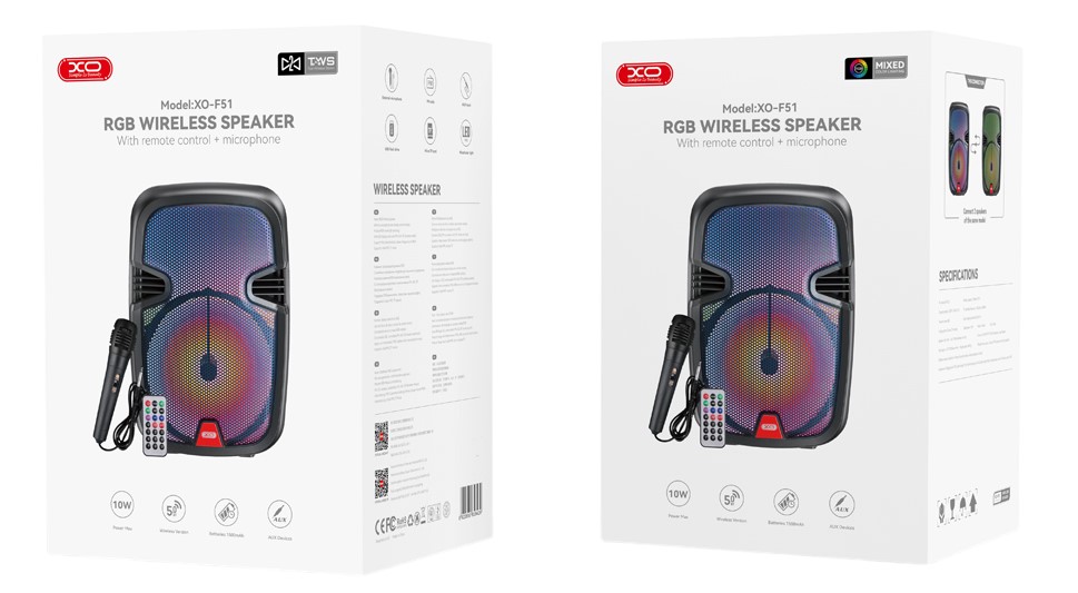 XO F51 Πολύχρωμο Jade Ηχείο Speaker RGB Bluetooth - Image 7