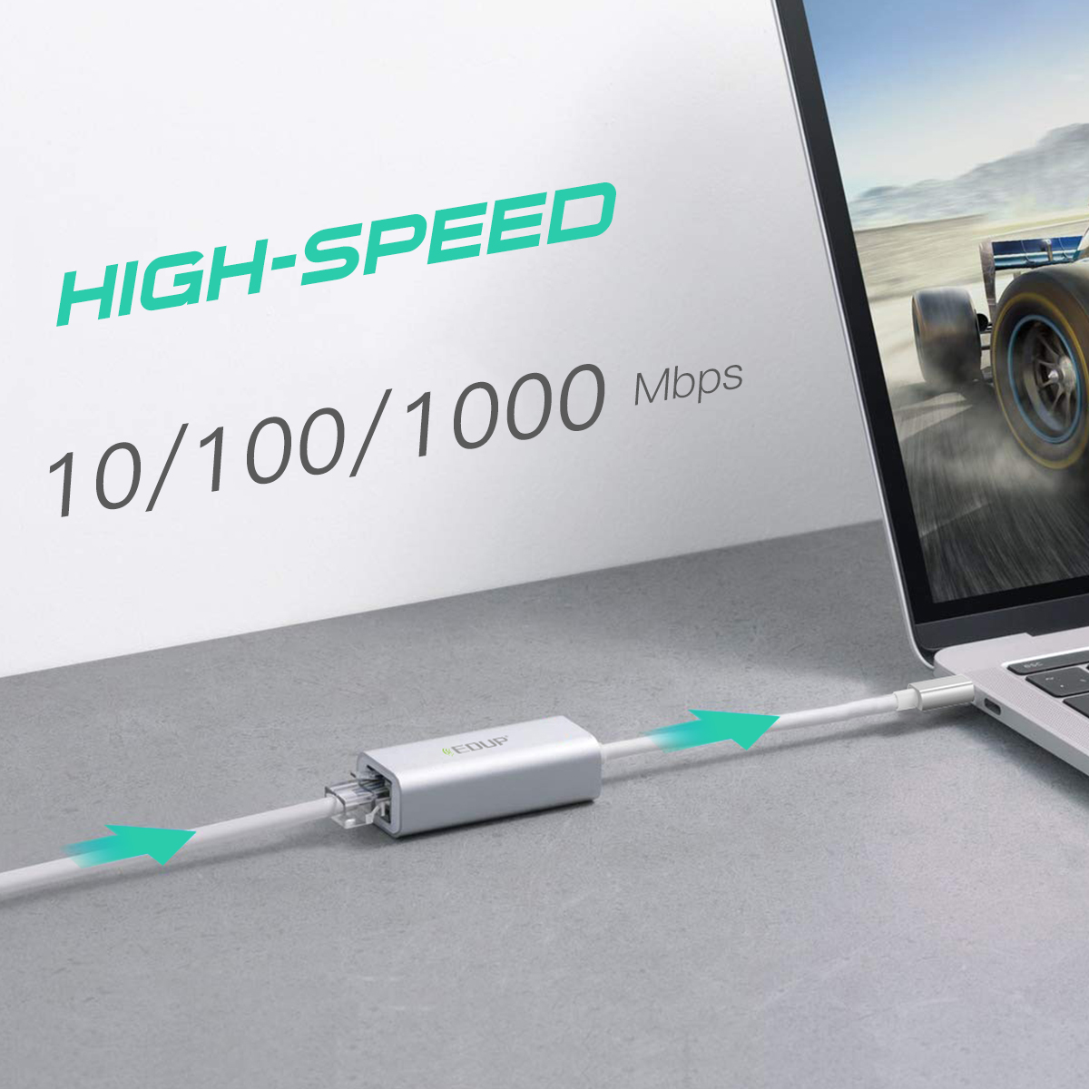 Αντάπτορας EDUP EP-9802 10/100/1000Mbps Type-C LAN - Image 2