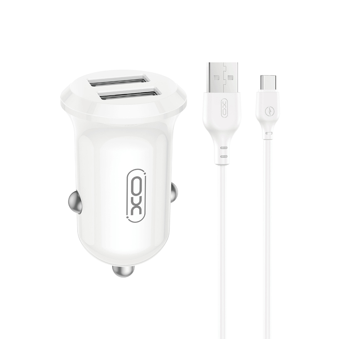 XO CC67 Mini Smart Φορτιστής Αυτοκινήτου με 2 Θύρες USB 2.4A και Καλώδιο Type-C (NB103)
