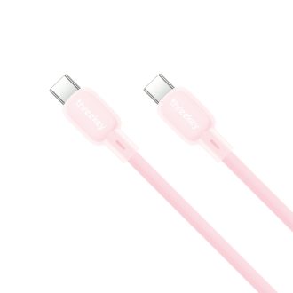 ThreeKey TK-NB09 Καλώδιο Σιλικόνης Type-C σε Type-C 60W Ροζ