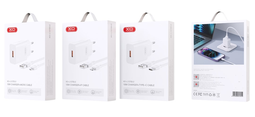 XO L127 USB-A QC18W Φορτιστής Γρήγορης Φόρτισης με Type-C Καλώδιο - Image 2
