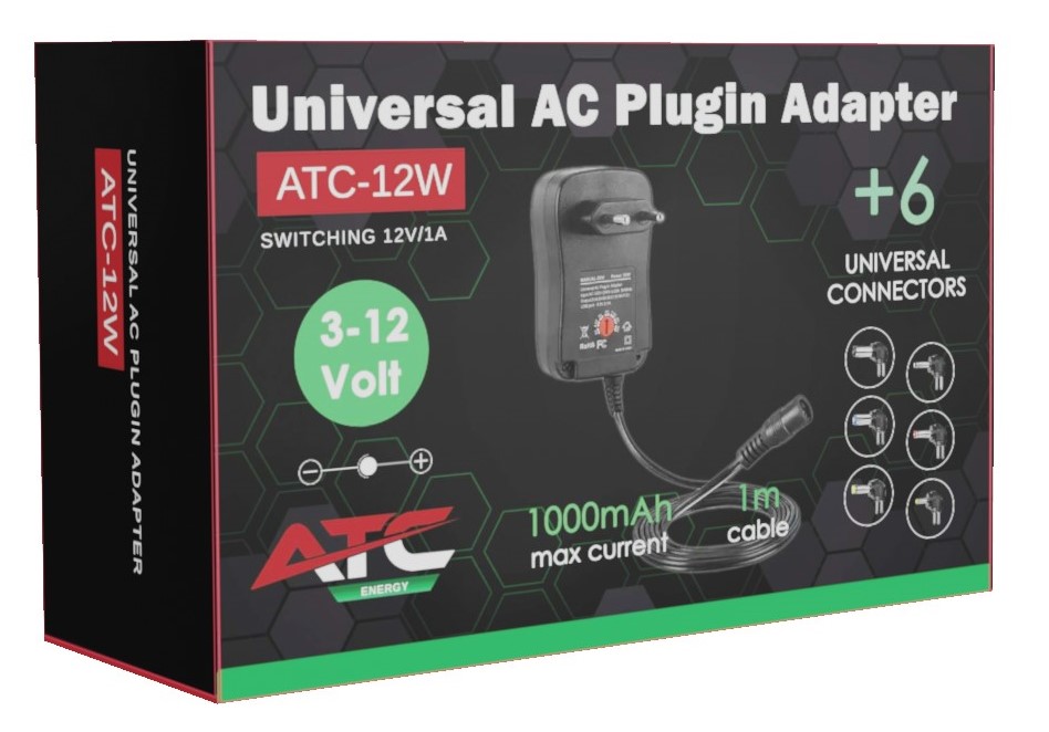 Τροφοδοτικό 12W 12V/1A Switching με 6 Κεφαλές - Image 3