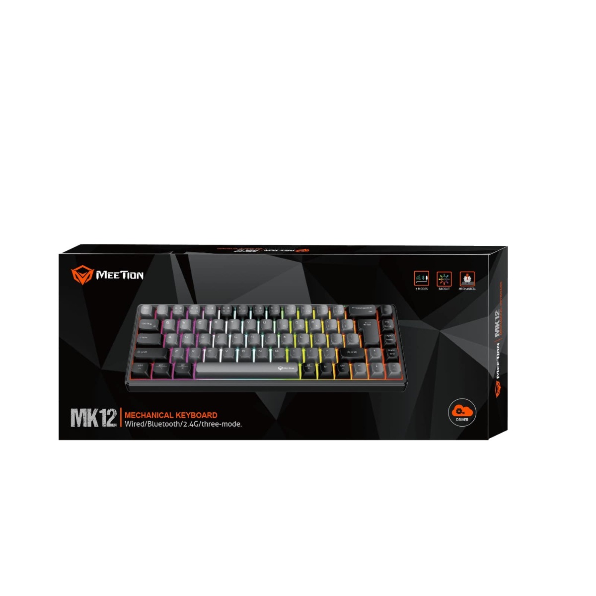 Meetion MK12 Ενσύρματο Bluetooth Gaming Πληκτρολόγιο Μαύρο US - Image 8