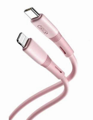 XO NB-Q226A 27W Καλώδιο Μεταφοράς Δεδομένων TYPE-C σε Lightning Ροζ Σιλικόνης