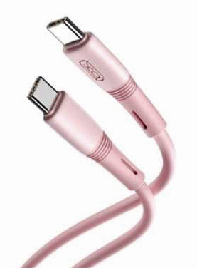 XO NB-Q226B 60W Καλώδιο Μεταφοράς Δεδομένων Type-C σε Type-C Σιλικόνης Ροζ