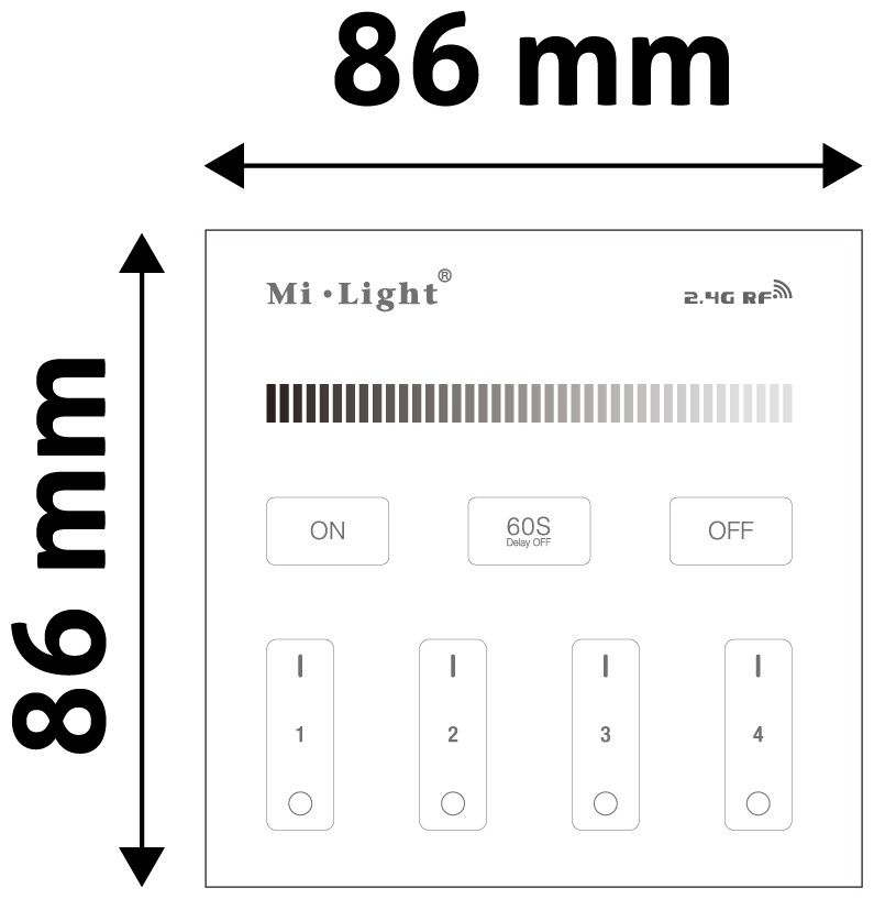 Avide Χωνευτό Πάνελ Αφής RF Χειρισμού LED Ταινίας 12V με Ντίμερ 4 Ζωνών /AC180-240V - Image 3
