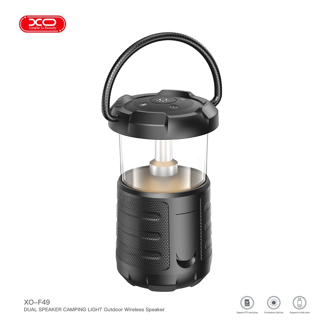 XO F49 Διπλό Ηχείο Speaker & Φως Camping (Μαύρο) - Image 6