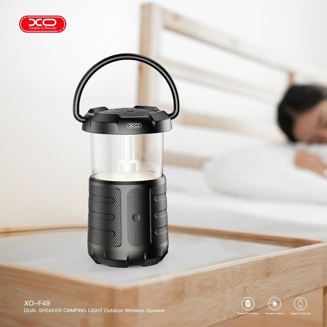 XO F49 Διπλό Ηχείο Speaker & Φως Camping (Μαύρο) - Image 4