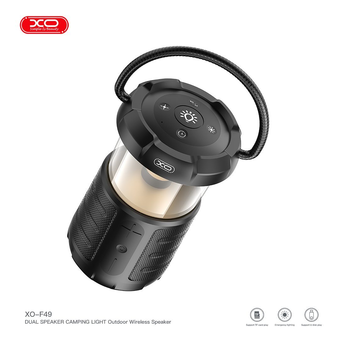 XO F49 Διπλό Ηχείο Speaker & Φως Camping (Μαύρο) - Image 5