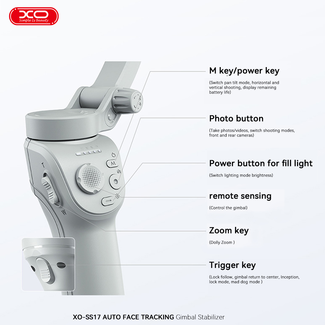 XO SS17 Smart Selfie Stick με Κλίση Τριών Αξόνων Anti Shake - Image 4