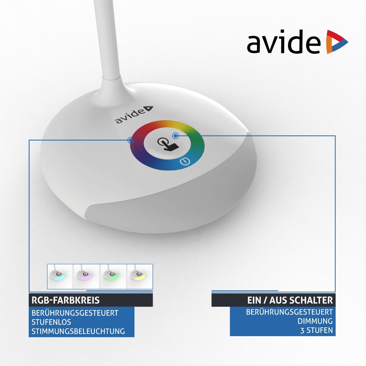 Avide LED Φωτιστικό Γραφείου RGB Λευκό 4W - Image 4