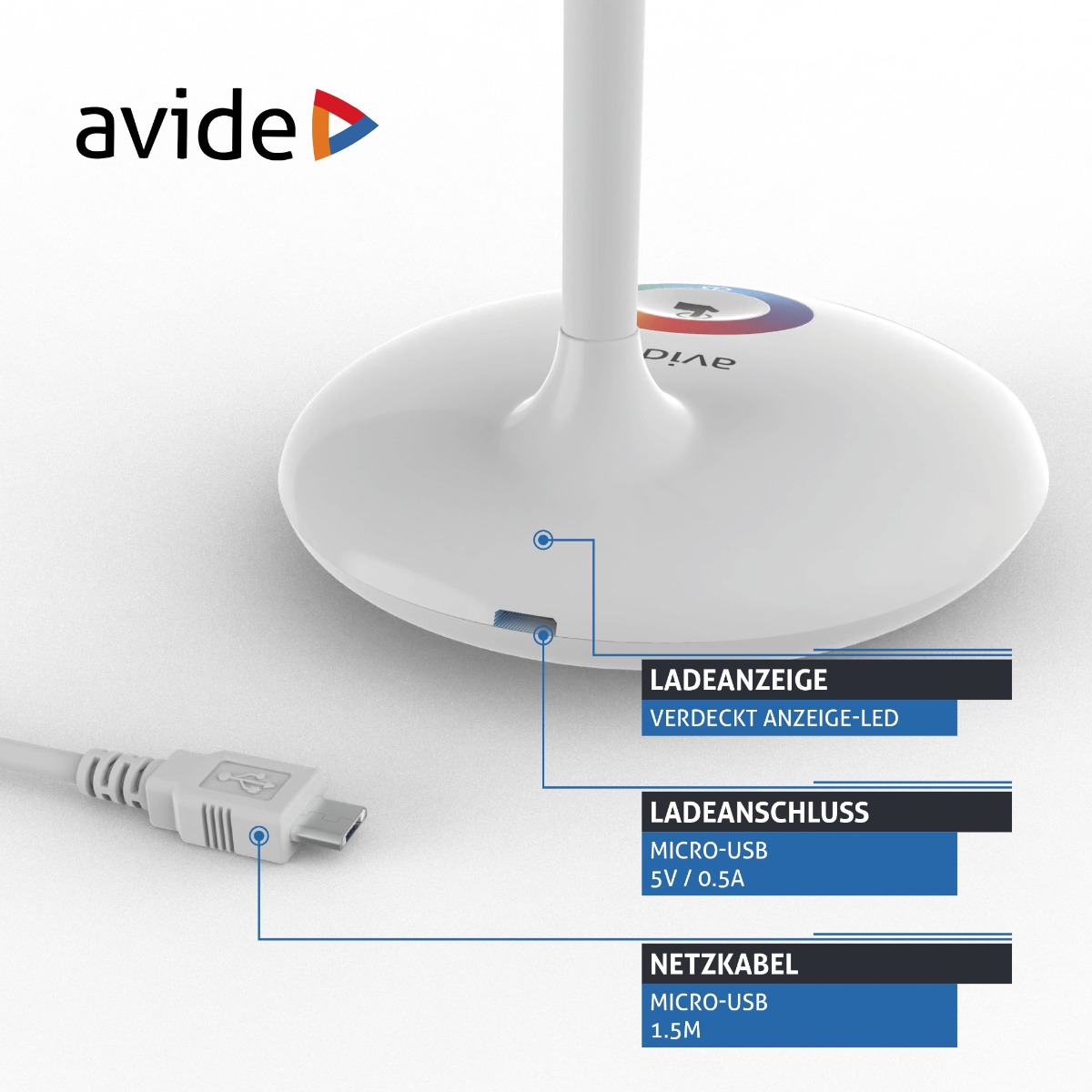 Avide LED Φωτιστικό Γραφείου RGB Λευκό 4W - Image 5