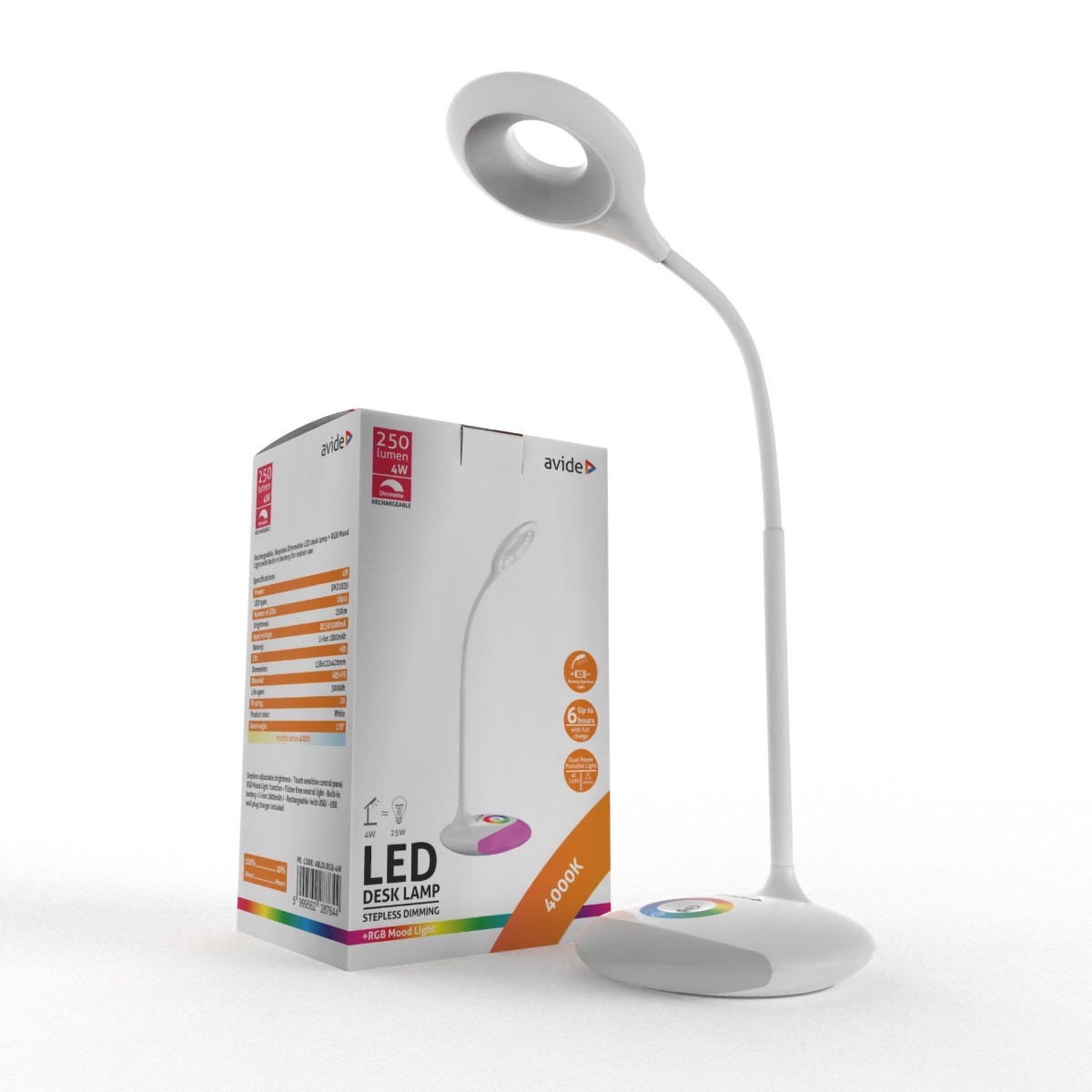 Avide LED Φωτιστικό Γραφείου RGB Λευκό 4W - Image 6