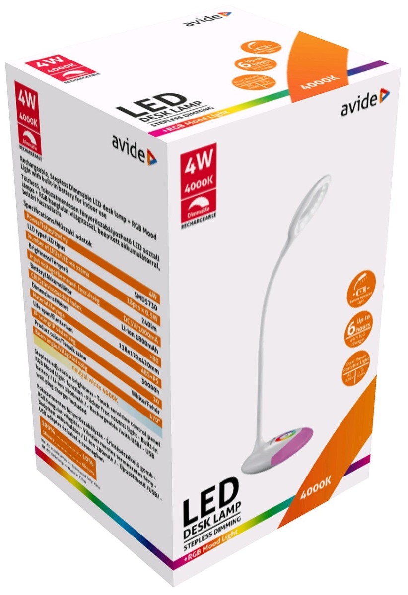 Avide LED Φωτιστικό Γραφείου RGB Λευκό 4W - Image 7