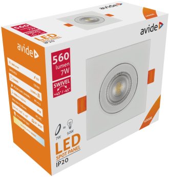 Avide Λάμπα LED Χωνευτό Σποτ 38° Τετράγωνο 7W Λευκό 4000K