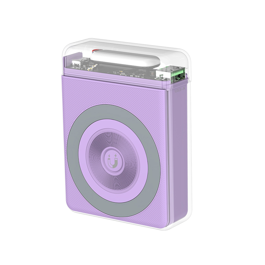 XO PR226 Mini Μαγνητικό Power Bank Γρήγορης Φόρτισης με Διαφάνεια και Φωτεινή Ένδειξη 10000mAh (Μωβ) - Image 2
