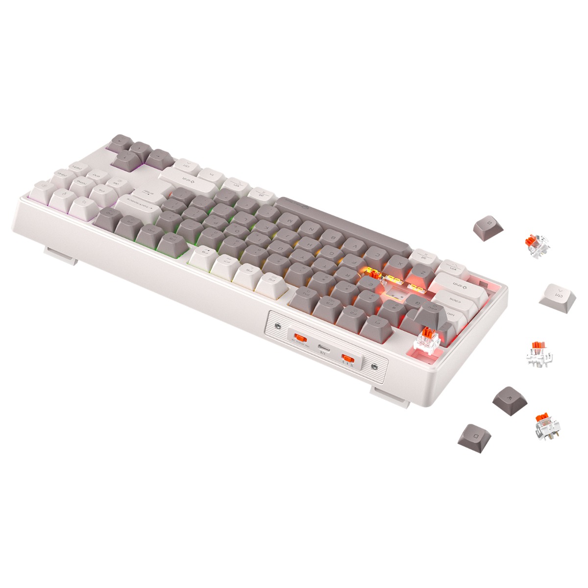 Meetion MT-MK14 Μηχανικό Πληκτρολόγιο Gaming Ενσύρματο & Ασύρματο με Bluetooth και 2.4G RGB Λευκό US - Image 9