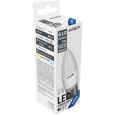 Avide Λάμπα Value LED Candle E27 7W CW 6400K