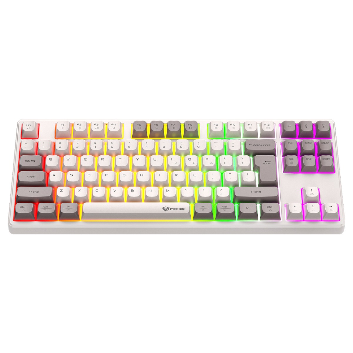 Meetion MT-MK14 Μηχανικό Πληκτρολόγιο Gaming Ενσύρματο & Ασύρματο με Bluetooth και 2.4G RGB Λευκό US - Image 2