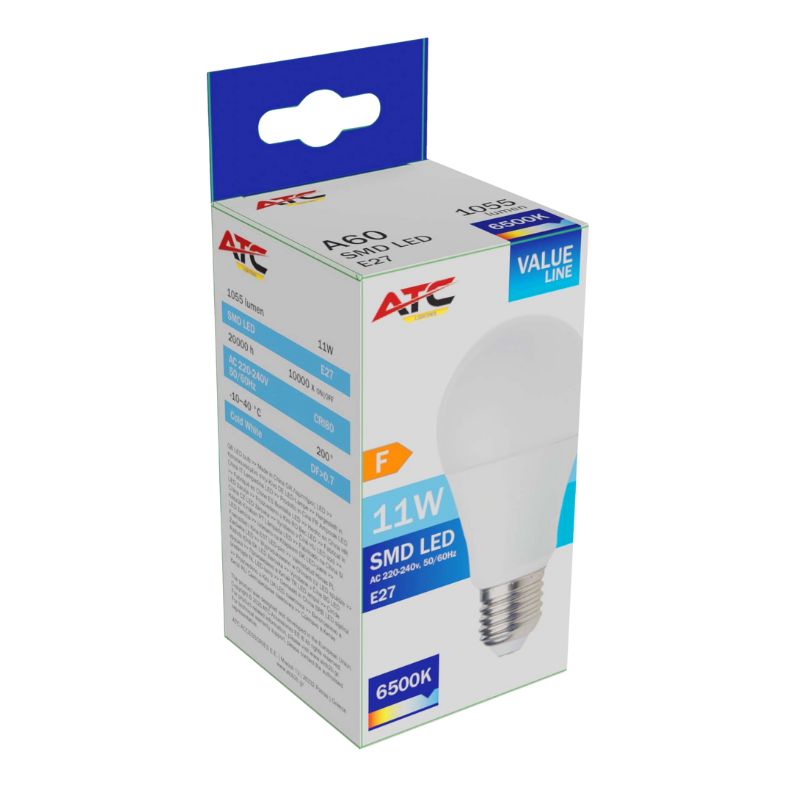 ATC SMD LED Λαμπτήρας A60 230V 11W/1055LM E27 6500K