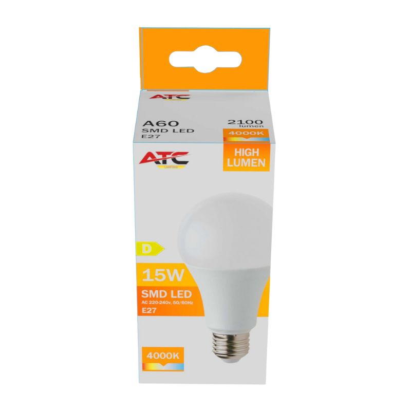 ATC SMD LED High Lumen Λαμπτήρας A60 230V 15W/2100LM E27 4000K - Image 3