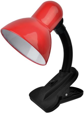 Avide Basic Φωτιστικό Γραφείου Max 60W με Clip Κόκκινο