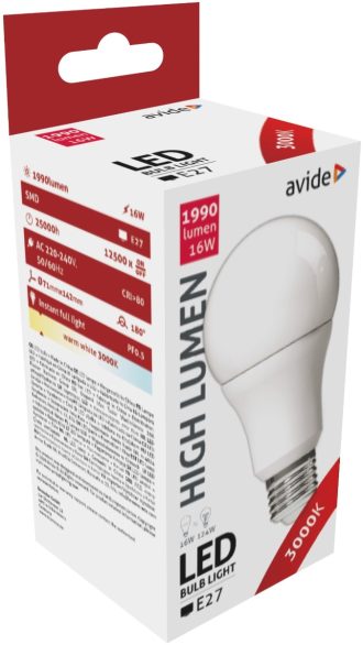 Avide Λάμπα LED Κοινή A70 16W E27 Θερμό 3000K High Lumen
