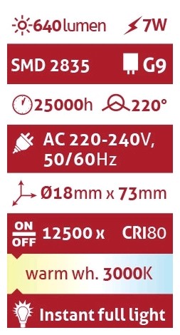 Avide Λάμπα LED G9 7W 220° Θερμό 3000K - Image 3